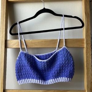 Hand Crocheted, hand dyed Periwinkle & Lavender crop top